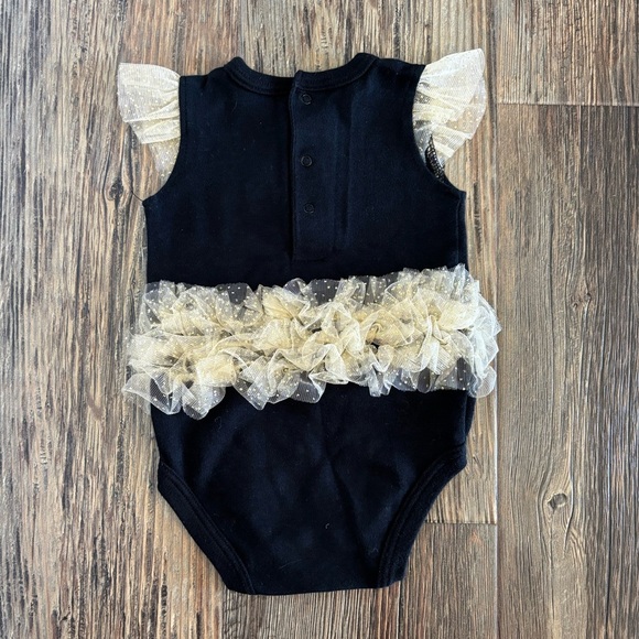 Baby Essentials My Little Black Dress Tutu Bodysuit Onesie Size 9M Embroidered - Picture 2 of 9